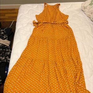 Polka Dot Sleeveless Dress - Orange